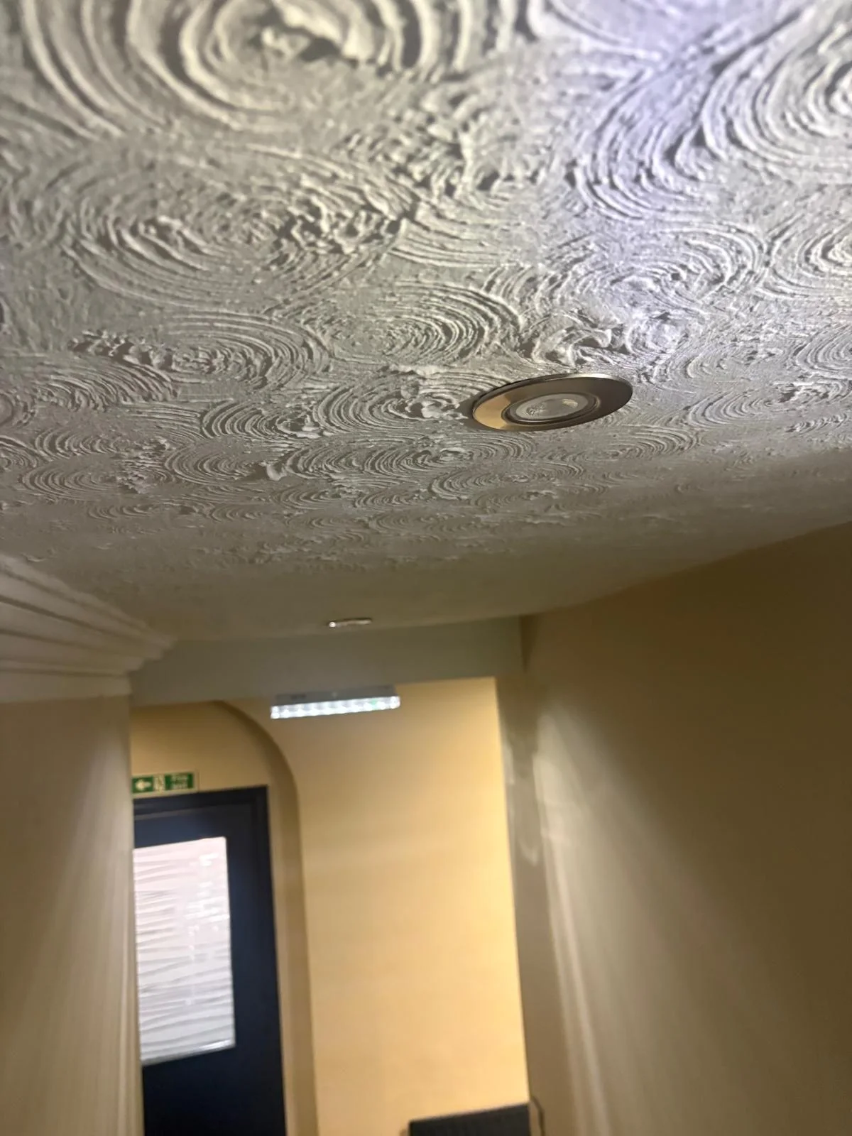 Swirled textured ceiling in a Teesside property before proposed refurbishment