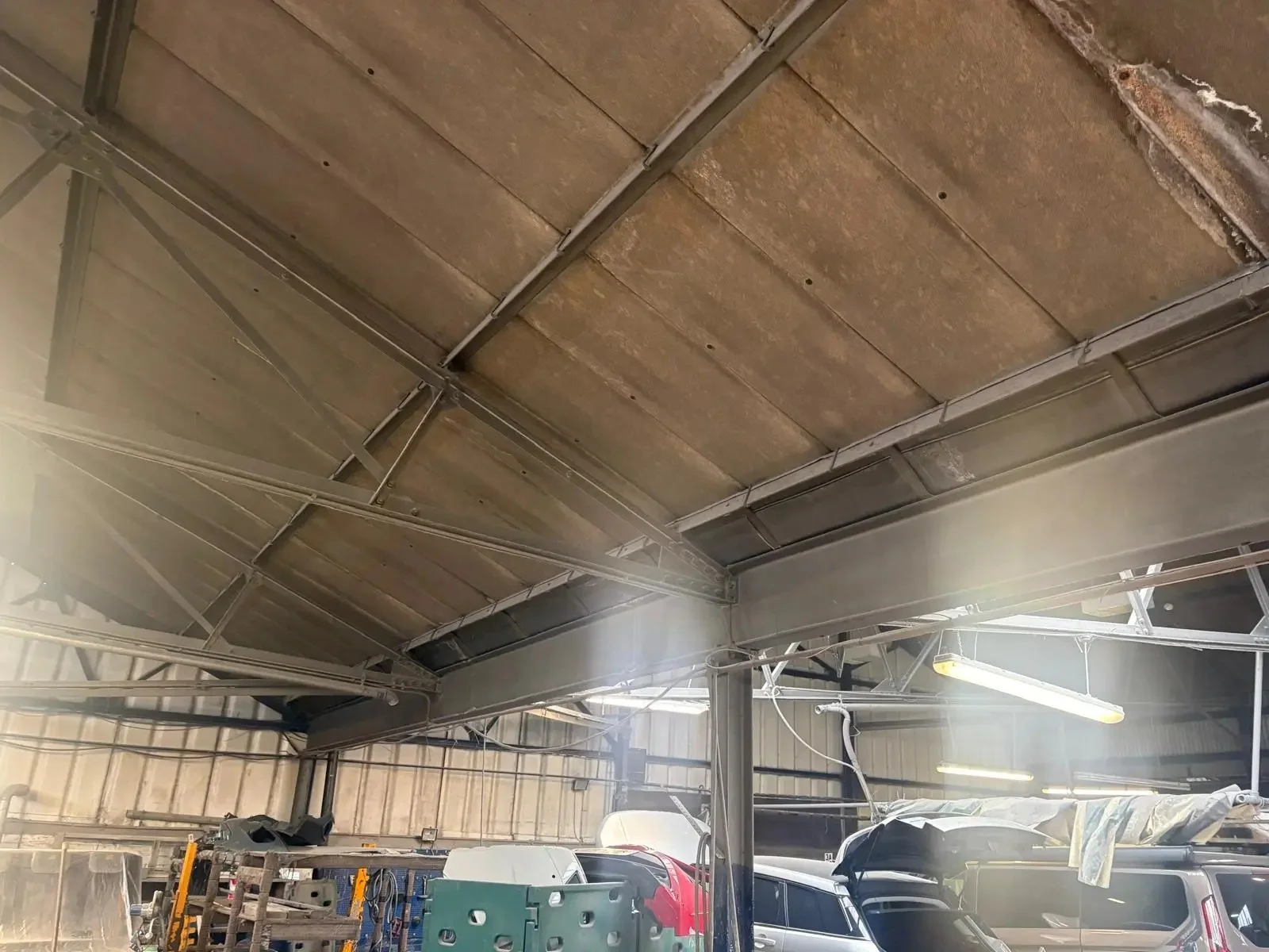 Industrial roof lining photographed for an asbestos removal enquiry covering Middlesbrough and Teesside
